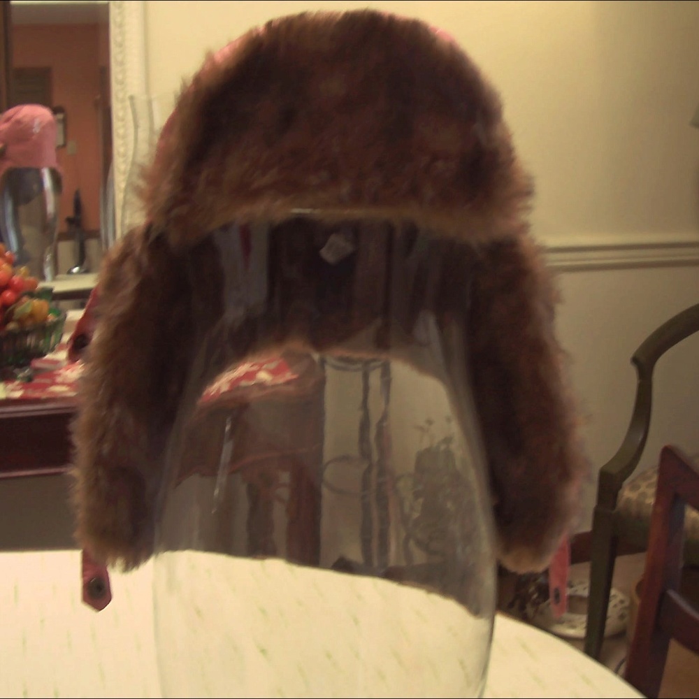 DuckHunter Hat - Quilted, Dusty Rose, Faux Brn Fur